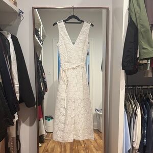 & Other Stories V Neck White Lace Jumpsuit | US 2